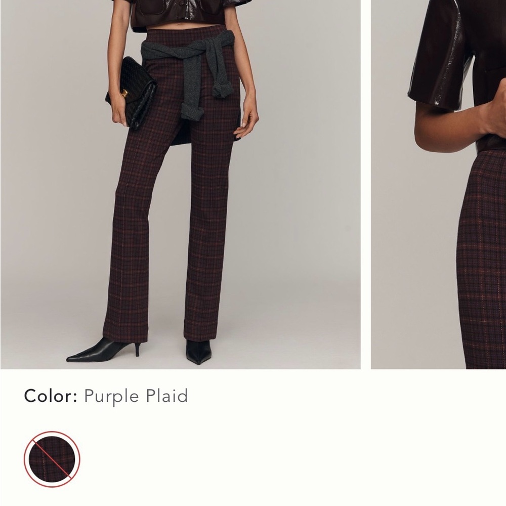 The Poppy Full Length Plaid by Maeve Women's Purple Plaid Pants Medium NWT
